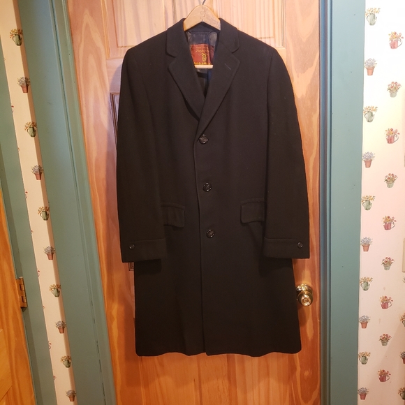 Vintage Cashmere Black Long Duster Coat Unisex - Picture 1 of 11